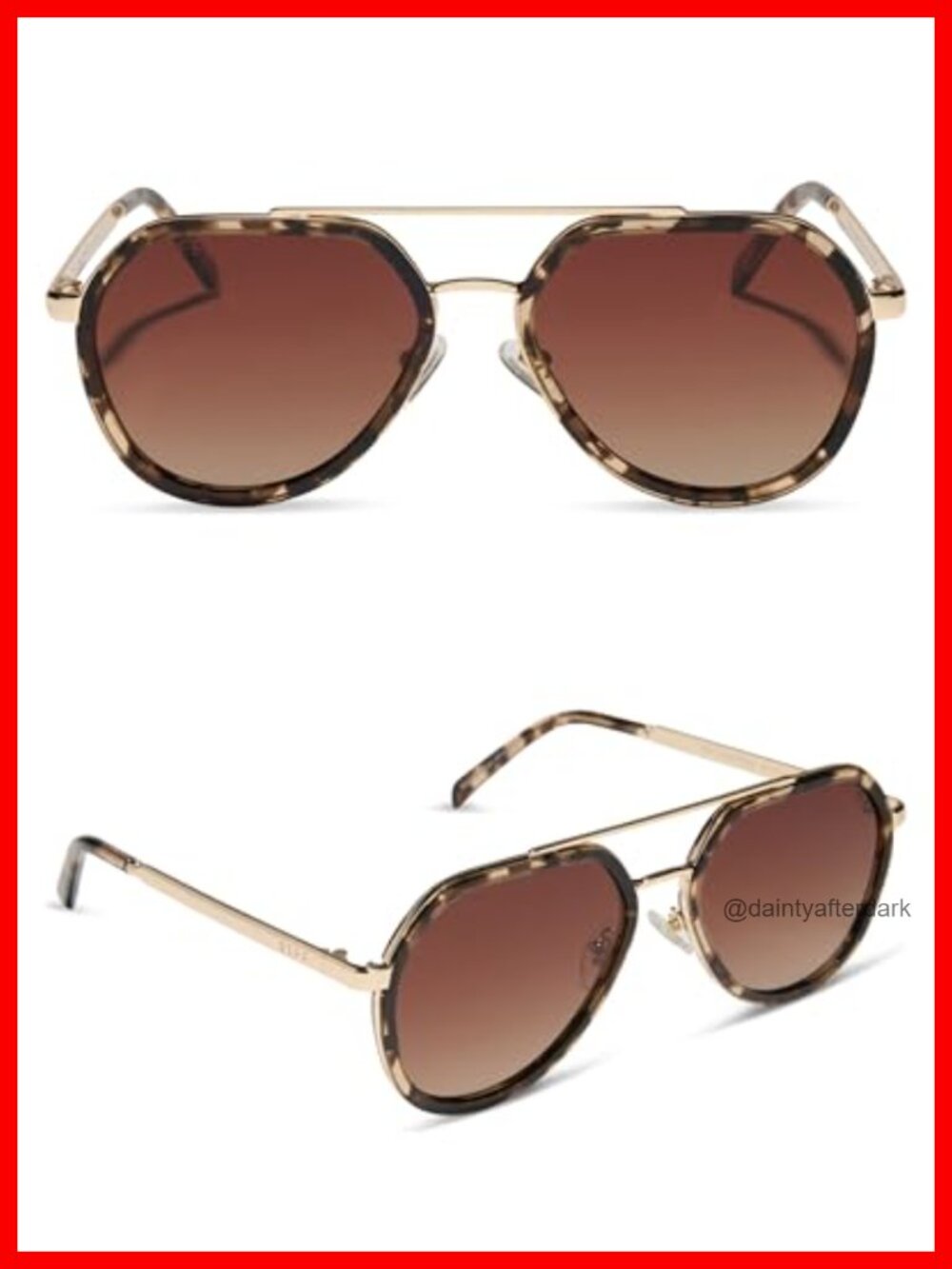 DIFF Joey Aviator Sunglasses UV400 Polarized Metal Acetate Geometric